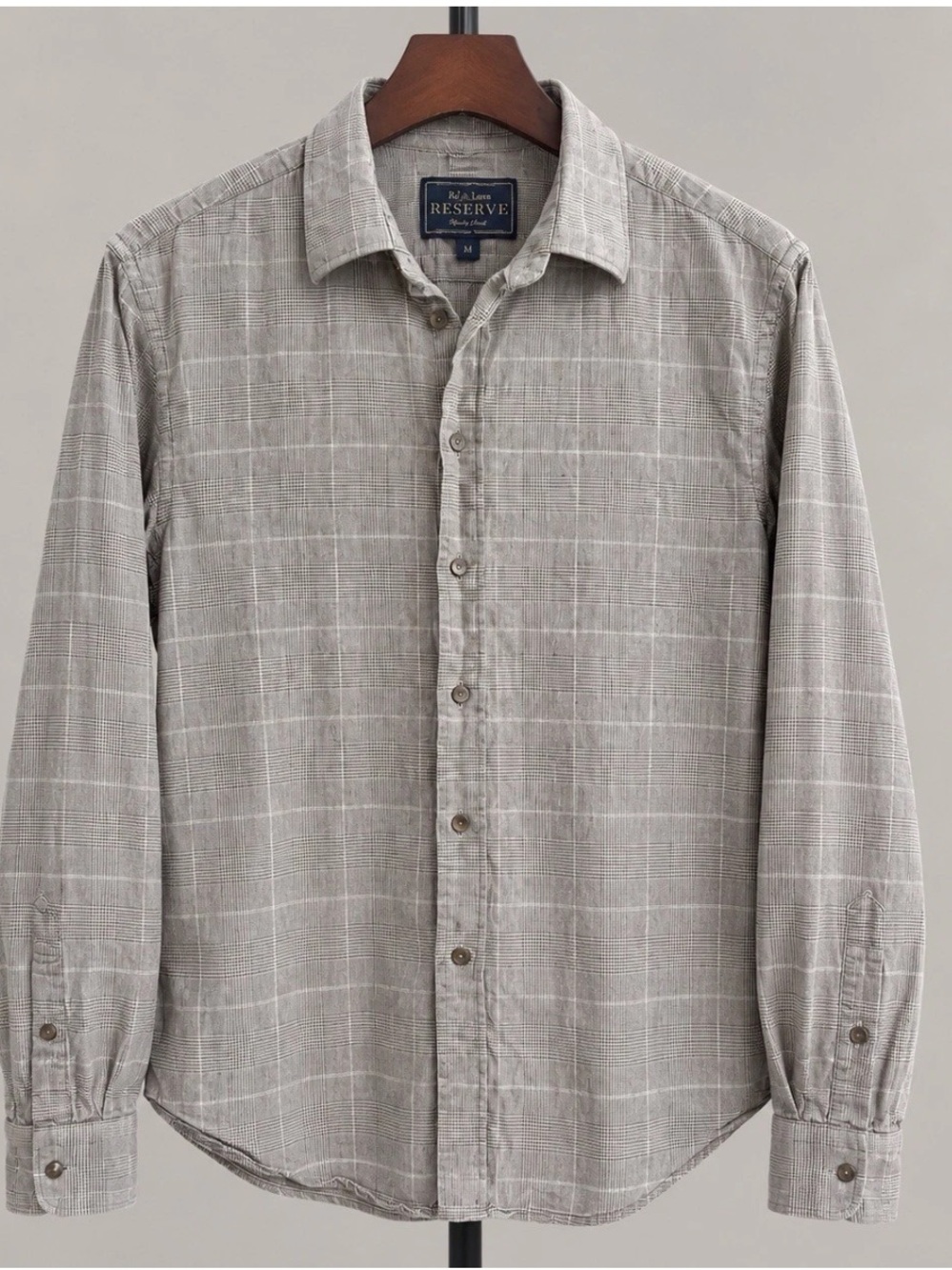 Jos A Bank Reserve Shirt Mens L Brown Plaid Cotton Cashmere Tailored Fit